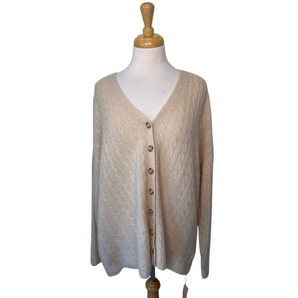 REFORMATION Giusta Oversized Cashmere Cardigan Eco Beige Small NWT - Picture 1 of 8